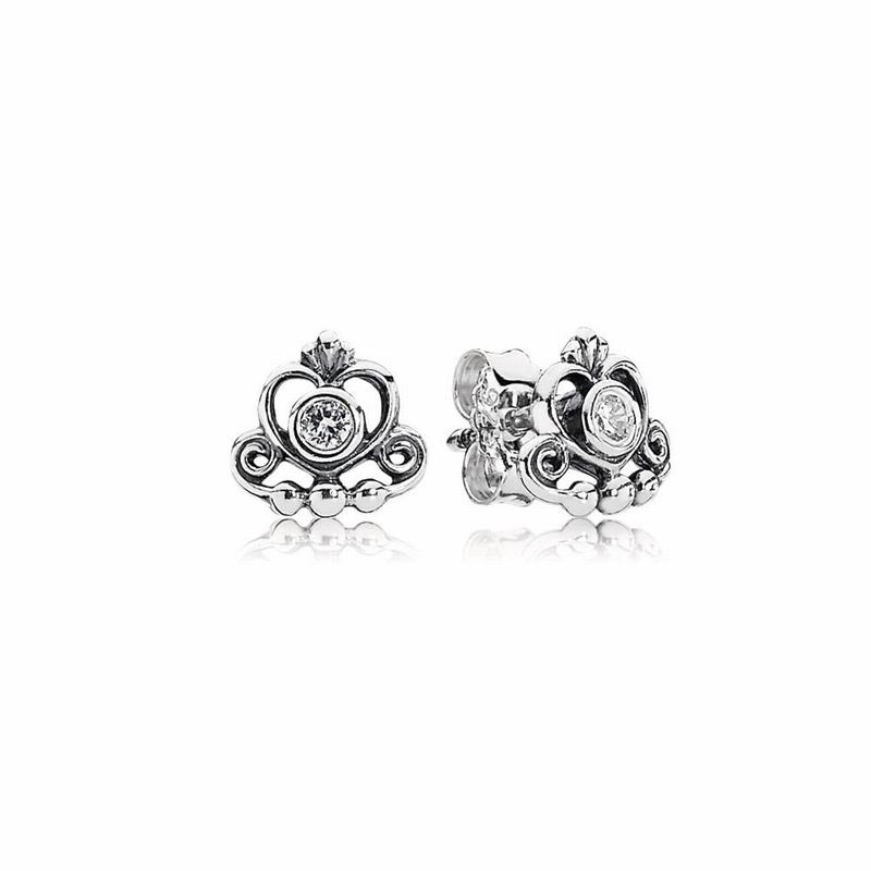 Pandora Australia My Princess Tiara Stud Earrings - Sterling Silver | RPNDZO943